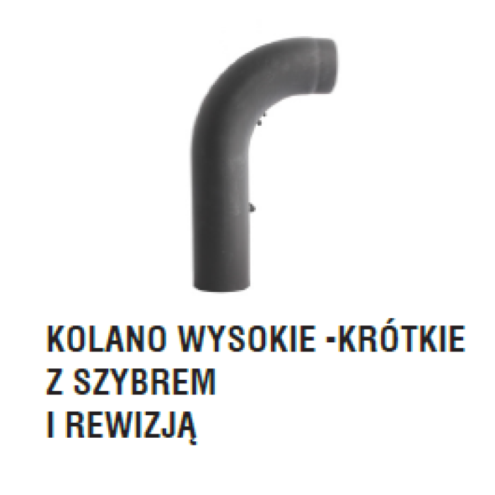 rura dymowa czarna 2 mm kolano gięte wysokie krótkie z szybrem i